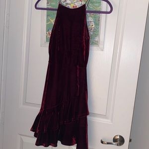 Aqua Red Velvet Dress